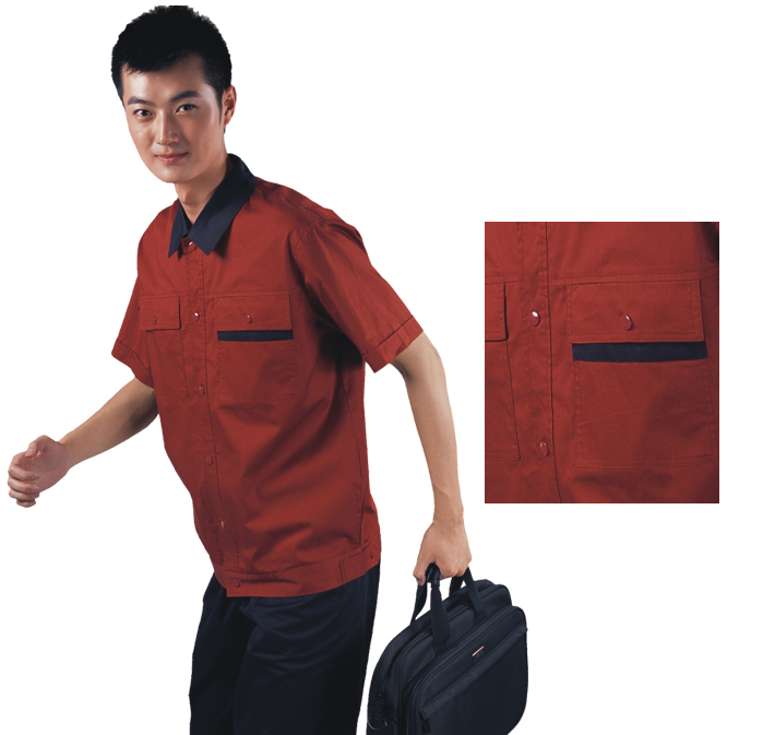 銹紅短袖廠服